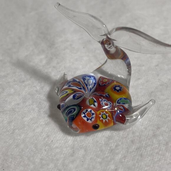 Murano Other - Confetti Millefiori Style Blown Glass Whale Paperweight / Collectible